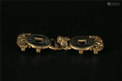 A SET OF CHINESE COPPER BELT BUCKEL, QIANLONG PERIOD,