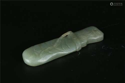 A CHINESE JADE SWORD PENDENT, QING DYNASTY