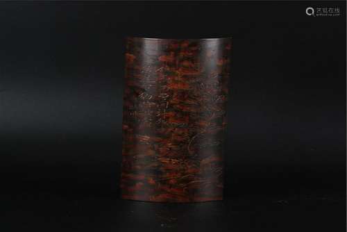 A CHINESE LACQUER BAMBOO WRISTREST, QIANLONG PERIOD,