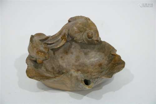 A CHINESE SOAPSTONE BRUSH WASHER, MING DYNASTY