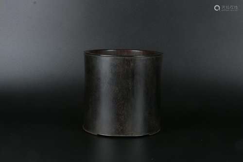 A CHINESE  ZITAN  BRUSH POT, EARLY QING DYNASTY