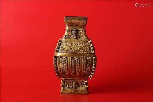 A CHINESE GILT-BRONZE VASE, QIANLONG PERIOD,QING