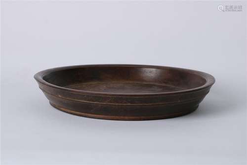 A CHINESE ROSEWOOD PLATE, MING DYNASTY