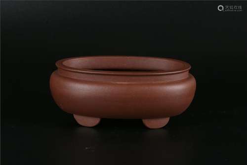 A CHINESE YIXING CLAY FLOWERPOT, THE CULTURE REVOLUTION