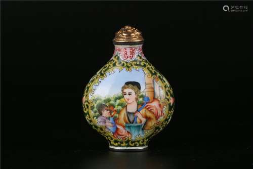 A CHINESE CLOISONNÃ SNUFF BOTTLE WITH QIANLONG MARK,