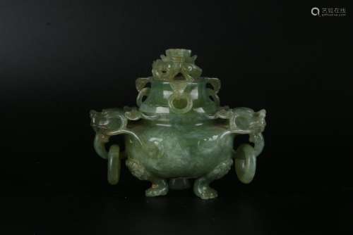 A CHINESE FINE JADE CENSER, QIAN LONG PERIOD, QING