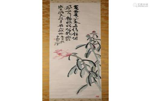 A CHINESE FLOWER PAINTING, ATTRIBUTED  TO WANG ZHEN,