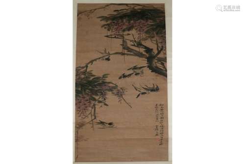 A CHINESE FLOWER AND BIRD PAINTING,BAI JIAO