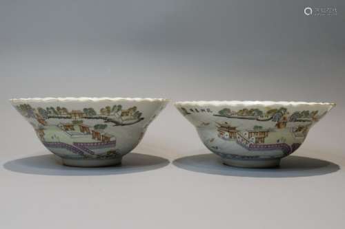 A PAIR OF FAMILLE ROSE BOWL,DAO GUANG FOUR CHARACTER OF
