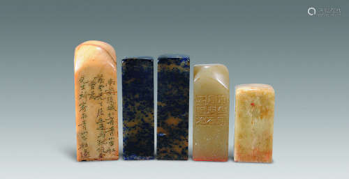 十九世纪 寿山石浮雕诗文章五件
