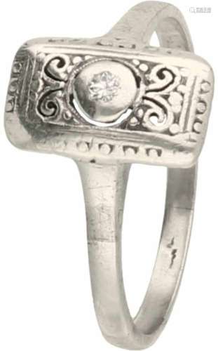 Vintage ring zilver, ca. 0.02 ct. diamant - 925/1000. 1 Briljant geslepen diamant (ca. 0.02 ct.).