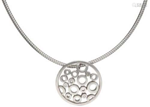 Quinn design collier met hanger zilver, ca. 0.03 ct. diamant - 925/1000.4 Briljant geslepen