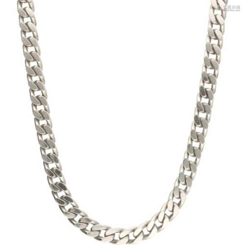 Platte gourmet collier zilver - 835/1000.L: 40 cm. Gewicht: 43,8 gram.Flat gourmet necklace silver -