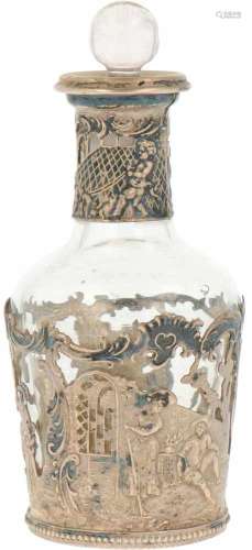 Parfum Flacon zilver.Glazen flacon voorzien van zilveren beslag en taferelen. Duitsland, 19e eeuw,