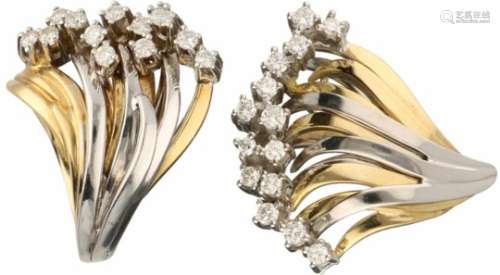 Set ring/hanger bicolor goud, ca. 1.12 ct. diamant - 18 kt.28 Briljant geslepen diamanten (28x ca.