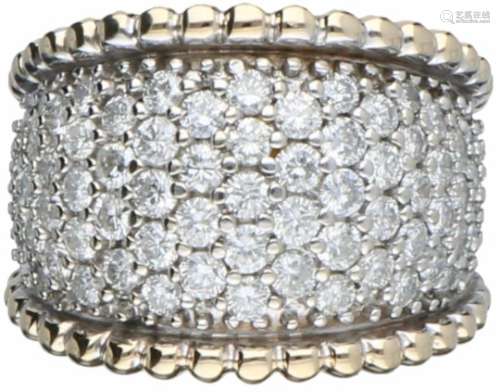 Pave ring geelgoud, ca. 1.36 ct. diamant - 14 kt.77 Briljant geslepen diamanten (59x ca. 0.02 ct. en