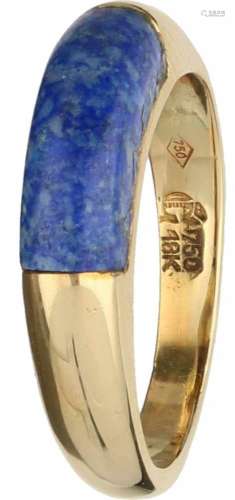Grosse ring geelgoud, lapis lazuli - 18 kt.Ringmaat: 16,75 mm. Gewicht: 4,12 gram.Grosse ring yellow