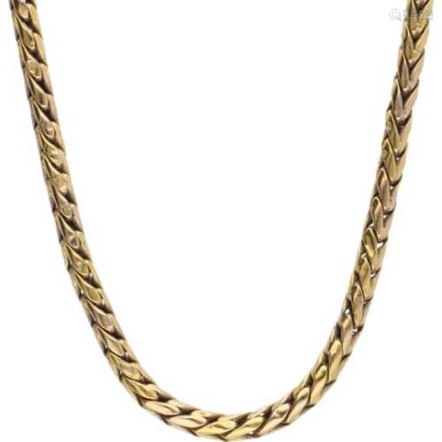 Schakelcollier bicolor goud - 18 kt.L: 54 cm. Gewicht: 24,9 gram.Necklace bicolor gold - 18 ct.L: 54