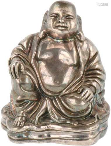 Hotei, Buddha zilver.Representeert geluk en blijdschap. 20e eeuw, keurtekens: 925, ster en