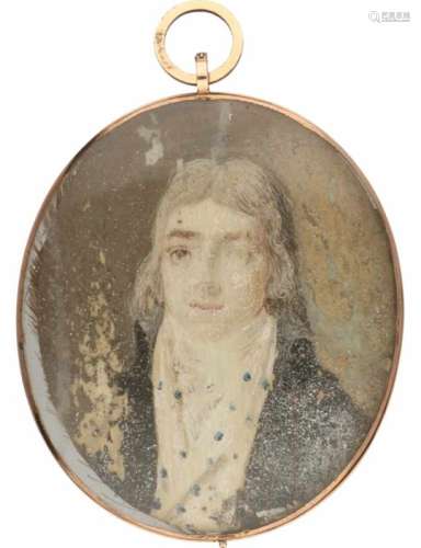 Antieke hanger rosegoud - BWG.Mannelijk portret aan voorzijde en haar aan achterzijde. Verf
