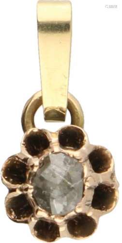 Antieke hanger geelgoud, diamant - 14 kt.1 Roos geslepen diamant (doorsnede ca. 3 mm). LxB: 1,6 x