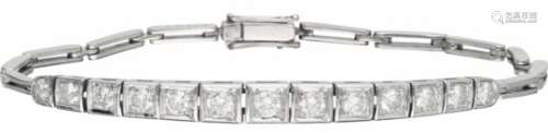 Art Deco armband witgoud, ca. 1.20 ct. diamant - 14 kt.Met twee veiligheidsachtjes. 13 Briljant