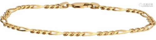 Figaro schakel armband geelgoud - 18 kt.L: 19,5 cm. Gewicht: 6,5 gram.Figaro link bracelet yellow