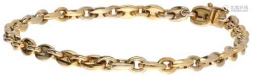 Cartier schakel armband bicolor goud - 18 kt.Met veiligheidsachtje. L: 20 cm. Gewicht: 17,88 gram.