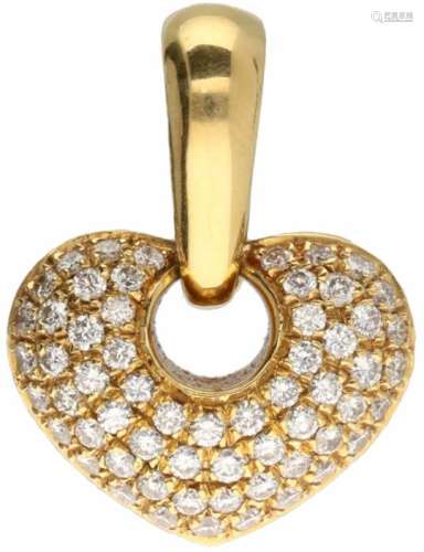 Chimento hartvormige hanger geelgoud, ca. 0.60 ct. diamant - 18 kt.60 Briljant geslepen diamanten (