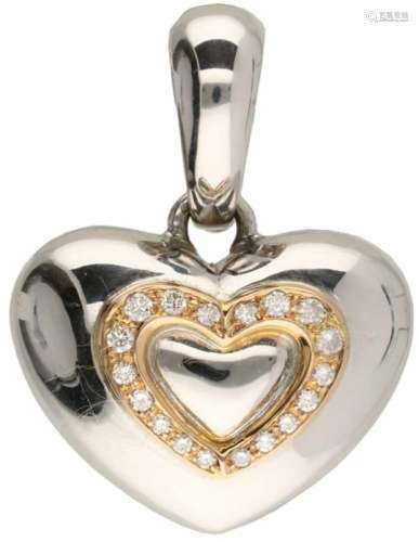 Chimento hartvormige hanger witgoud, ca. 0.20 ct. diamant - 18 kt.18 Briljant geslepen diamanten (4x