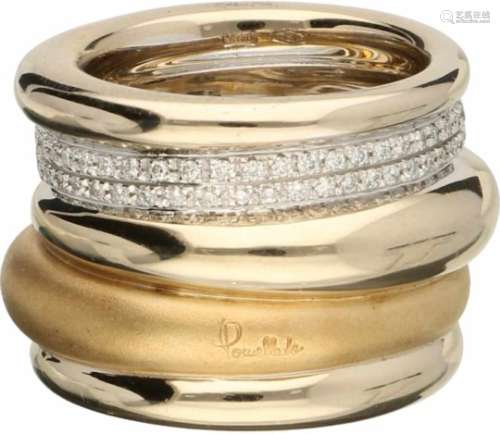 Pomellato Tubolare ring geelgoud, ca. 0.45 ct. diamant - 18 kt.90 Briljant geslepen diamanten (ca.