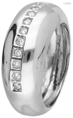 Bigli bandring witgoud, ca. 0.11 ct. diamant - 18 kt.11 Briljant geslepen diamanten (ca. 0.01