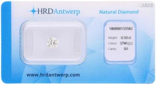HRD Rond Briljant geslepen diamant 0.50 ct.Kleur: J, Zuiverheid: SI1, Proportions: Fair, Polish:
