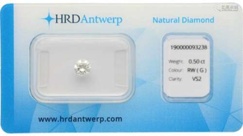 HRD Rond Briljant geslepen diamant 0.50 ct.Kleur: G, Zuiverheid: VS2, Proportions: Very Good,