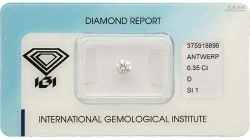 IGI Rond Briljant geslepen diamant 0.35 ct.Kleur: D, Zuiverheid: SI1, Cut: Very Good, Polish: Very