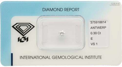 IGI Rond Briljant geslepen diamant 0.30 ct.Kleur: E, Zuiverheid: VS1, Cut: Good, Polish: Very