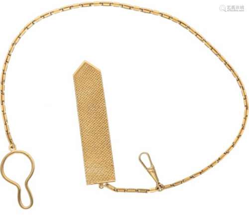 Zakhorloge ketting geelgoud - 18 kt.L: 30 cm. Gewicht: 37,2 gram.Pocket watch chain yellow gold - 18