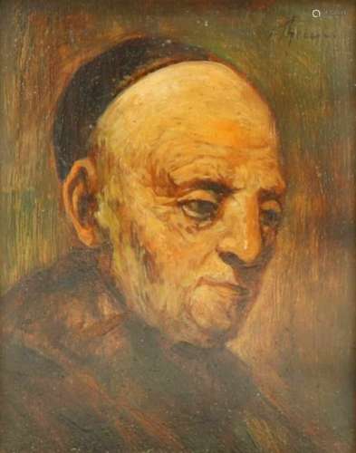 Jan Theuns (Breda 1877- 1961).Portret van een geleerde. Olieverf op paneel. Gesigneerd