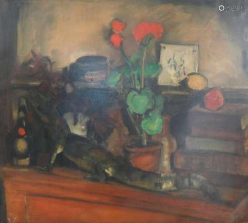 Arnout Jacobus Gustaaf Colnot (Amsterdam 1887 - 1967 Bergen).Stilleven in het atelier. Olieverf op