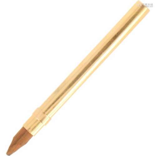 Schuifpotlood houder goud.Plat en strak model als omhulsel voor een potlood. 20e eeuw, keurtekens: