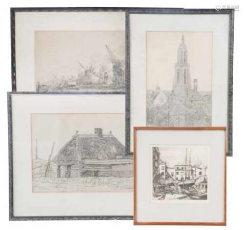 J.A. Zandleven (1868-1923).Diverse waaronder een tekening van Jan Carbaat en J. A. Zandleven en