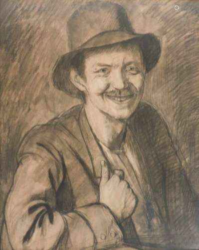 Martin Schild (1867-1921).Een mogelijk zelfportret. Houtskool op papier. Afm. 60 x 48 cm.Martin