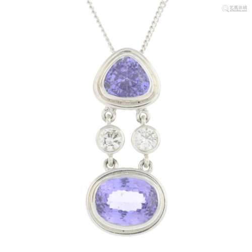 A tanzanite and diamond pendant,