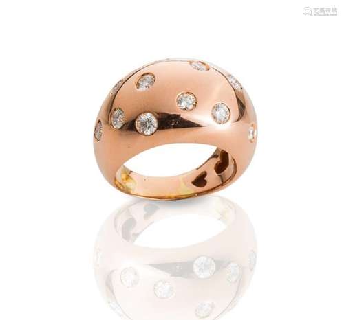 Rosegold-Ring mit Brillanten, Rosegold 