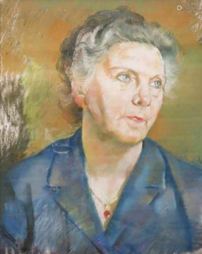 Hollandse School, 20e eeuw.Een portret van een dame. Pastel op papier. Afm. 50 x 40 cm.Dutch School,