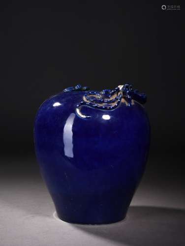 A BLUE-GLAZED CHILONG JAR, 18TH CENTURY