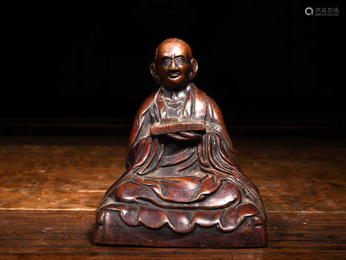 A BRONZE FIGURE OF LAMA, 19TH CENTURY