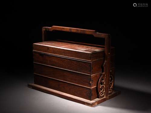 A HARDWOOD PICNIC BOX, 19TH CENTURY