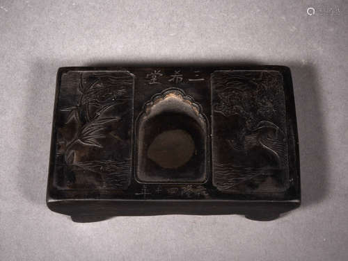 AN INSCRIBED INK STONE, 18TH CENTURY