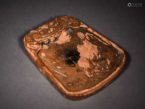 AN AMBER-GLAZED INK STAND, 19TH CENTURY